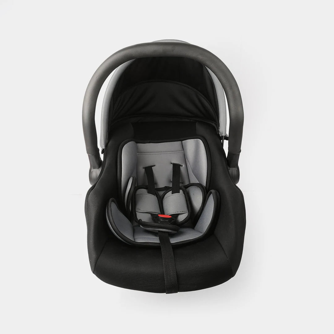 Black padded baby carrycot seat with adjustable harness