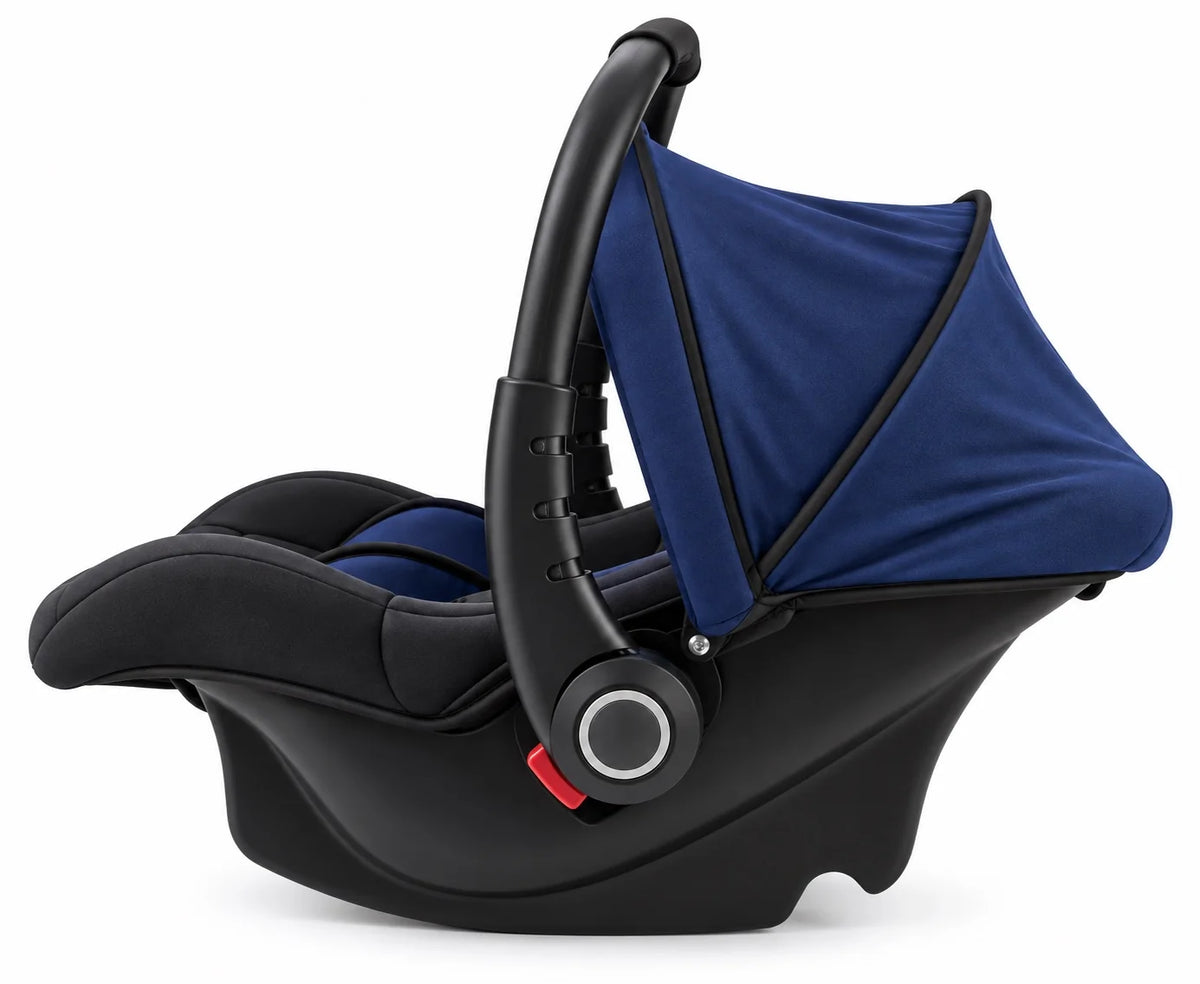 Baby Carry Cot Car Seat in Navy Blue – Side View
