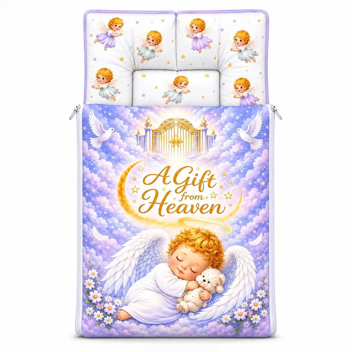 Baby Carry Nest Sleeping Bag A Gift from Heaven Angel Design open view