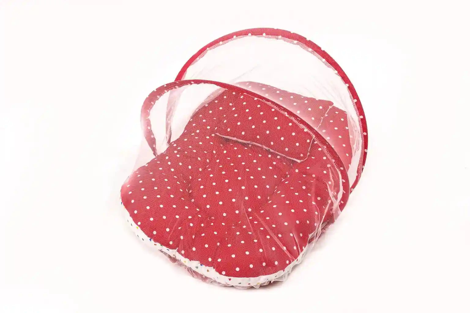 8-Piece Baby Carry Nest Set with Mosquito Net – Red Polka Dot