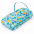 Green multicolor polka dot baby carry nest with breathable mosquito net and padded cotton cover for newborns