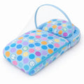 Blue multicolor polka dot baby carry nest with breathable mosquito net and padded cotton cover for newborns