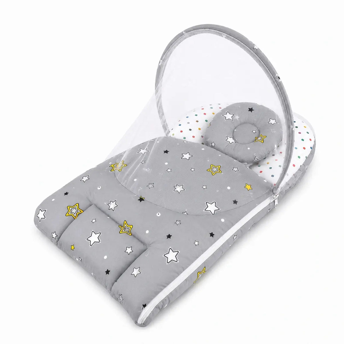 2-in-1 Baby Carry Nest with Mosquito Net Star Grey