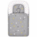 Grey star print baby carry nest with pillow, padded cotton cover and both-side zip for newborns