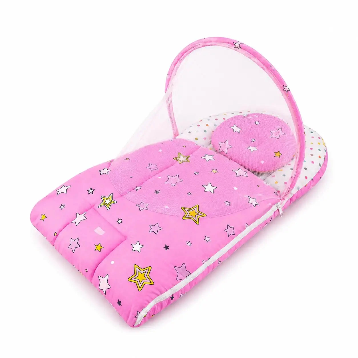 2-in-1 Baby Carry Nest with Mosquito Net Star Pink (0–6M)