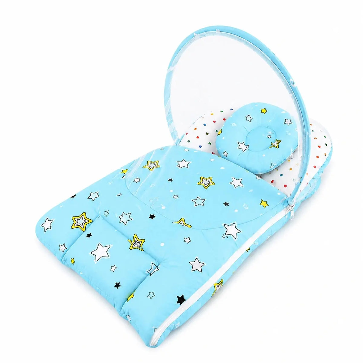 2-in-1 Baby Carry Nest with Mosquito Net Star Sky Blue
