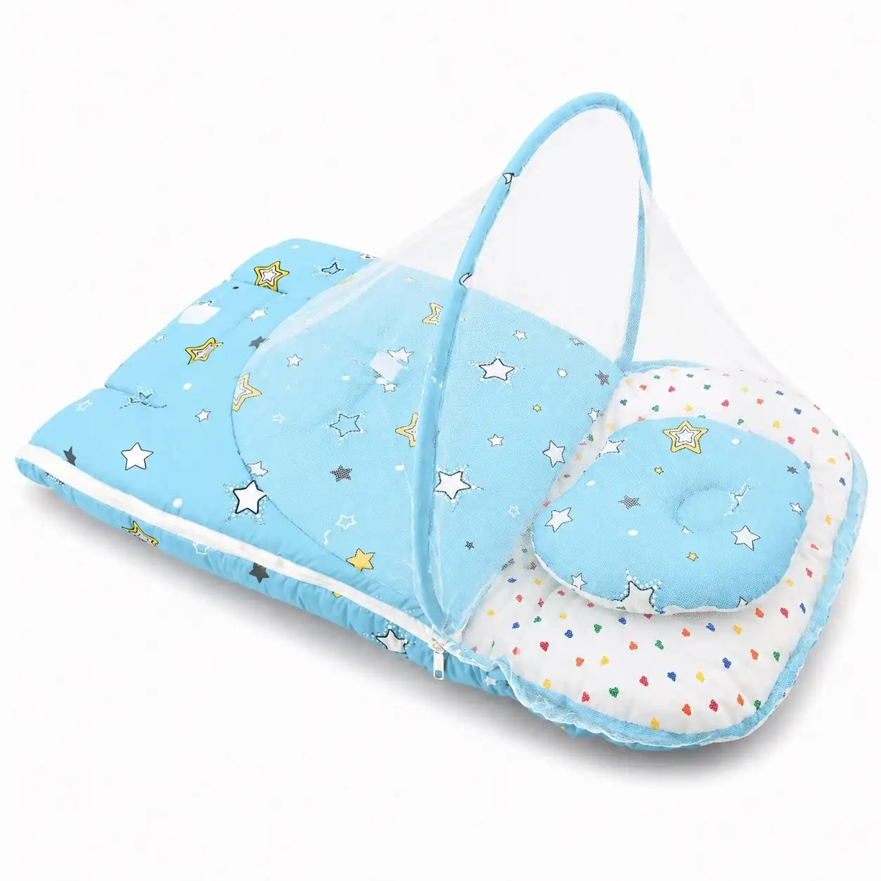 2-in-1 Baby Carry Nest with Mosquito Net Star Sky Blue