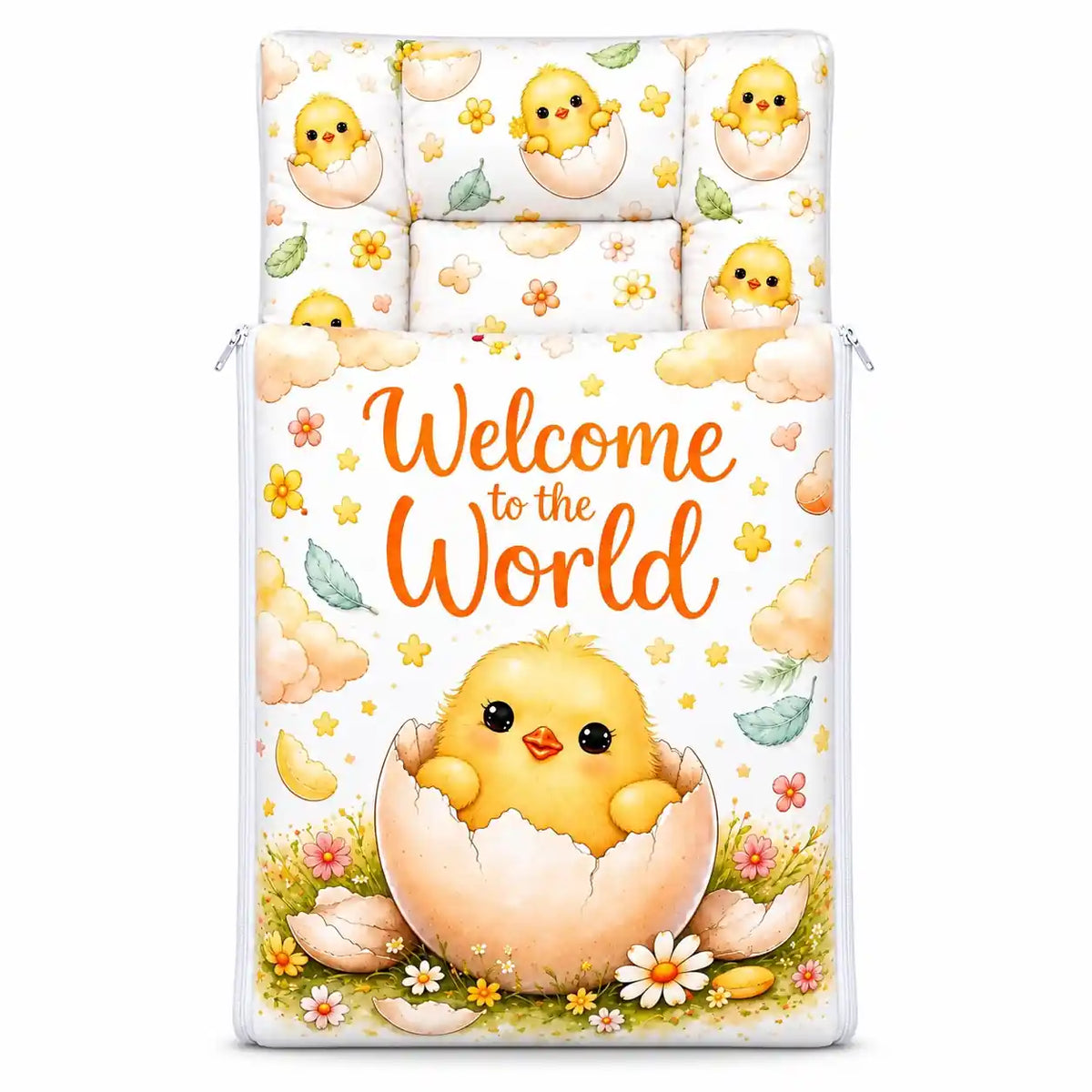 Baby Carry Nest Sleeping Bag Welcome to the World Baby Chick Design open view