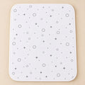 White waterproof baby changing sheet with grey stars and circles, 17x22 inch