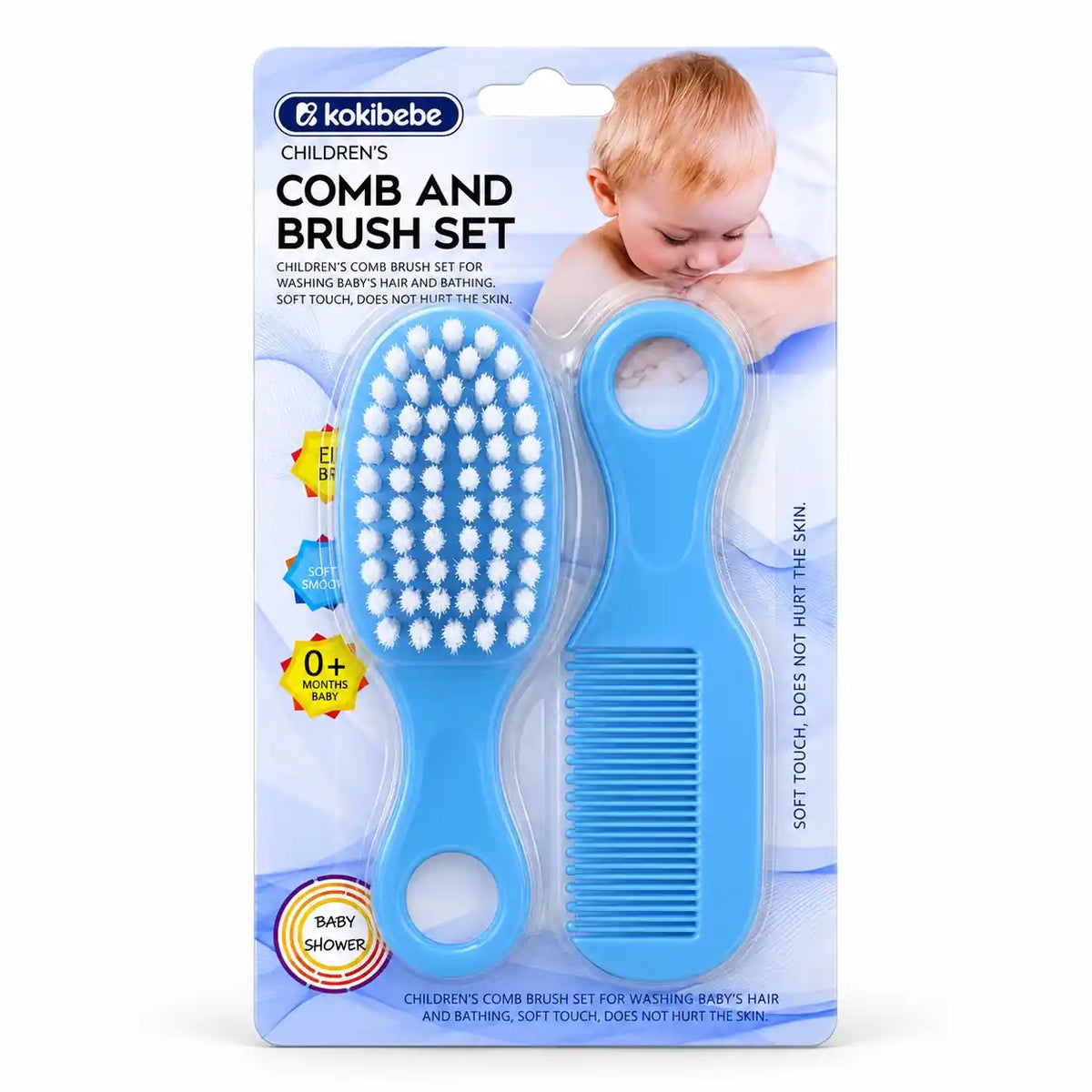 Kokibebe Baby Comb and Brush Set with Soft Bristles for 0+ Months