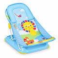 Mastela Deluxe Baby Bather blue with lion print soft mesh sling and adjustable backrest