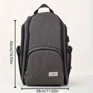 Dark grey baby diaper backpack size 43 cm high and 28 cm wide