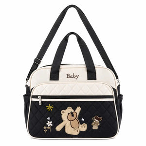 Black Baby Diaper Bag with Multiple Pockets and Adjustable Shoulder Strap for Baby Essentials