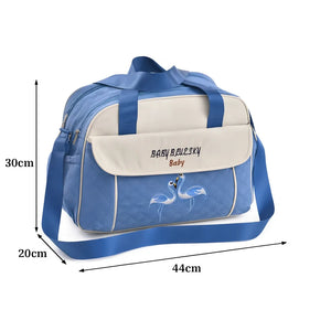 Blue baby diaper bag size details, 44 x 30 x 20 cm
