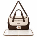 Brown Baby Diaper Bag with Changing Mat Adjustable Shoulder Strap and Multiple Storage Compartments