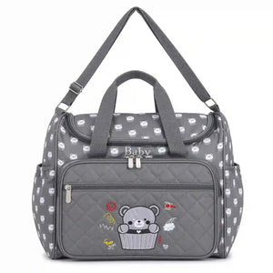 Grey Baby Diaper Bag with Spacious Compartments Hand Carry Handles and Adjustable Shoulder Strap