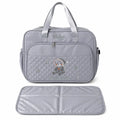 Grey Baby Diaper Bag with Waterproof Changing Mat Spacious Storage and Bottle Pockets for Travel