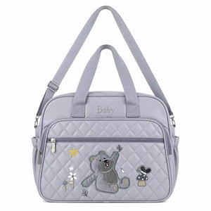 Grey Baby Diaper Bag with Spacious Compartments Adjustable Shoulder Strap and Hand Carry Handles