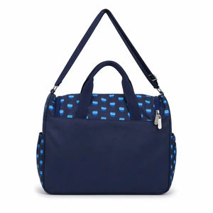 Navy Blue Baby Diaper Bag Back View with Adjustable Shoulder Strap and Spacious Travel Design