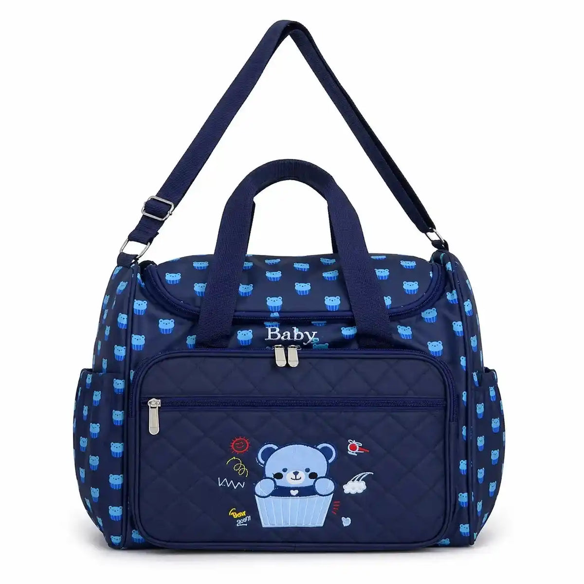 Navy Blue Baby Diaper Bag with Adjustable Shoulder Strap Multiple Pockets and Spacious Storage Item