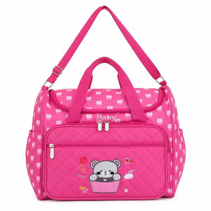 Pink Baby Diaper Bag with Adjustable Shoulder Strap and Multiple Storage Compartments for Travel