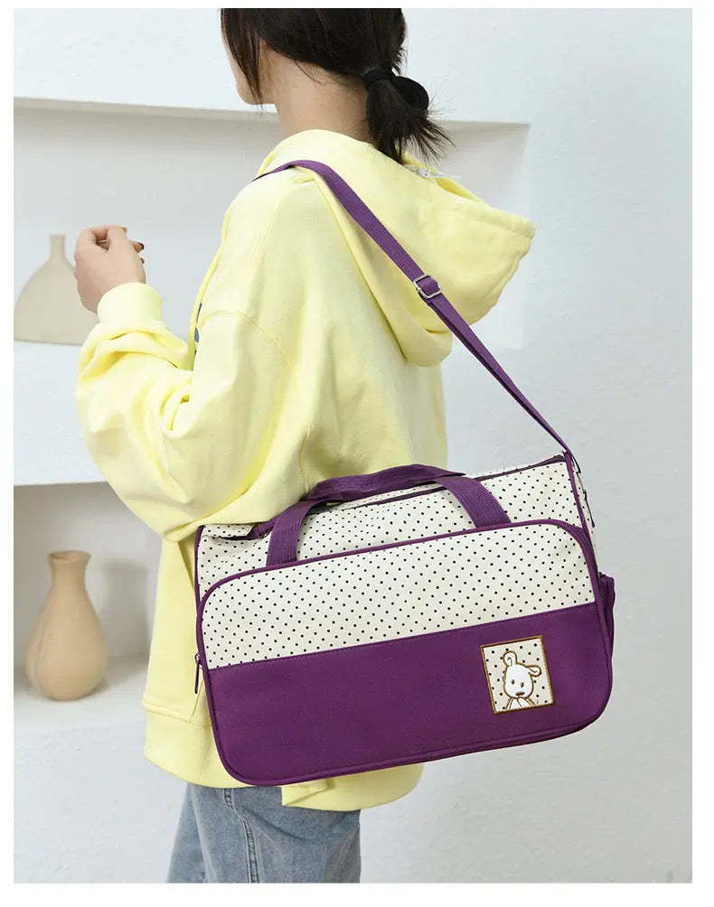 Baby Diaper Bag Set – Maternity & Travel Organizer (5-Piece) - Purple
