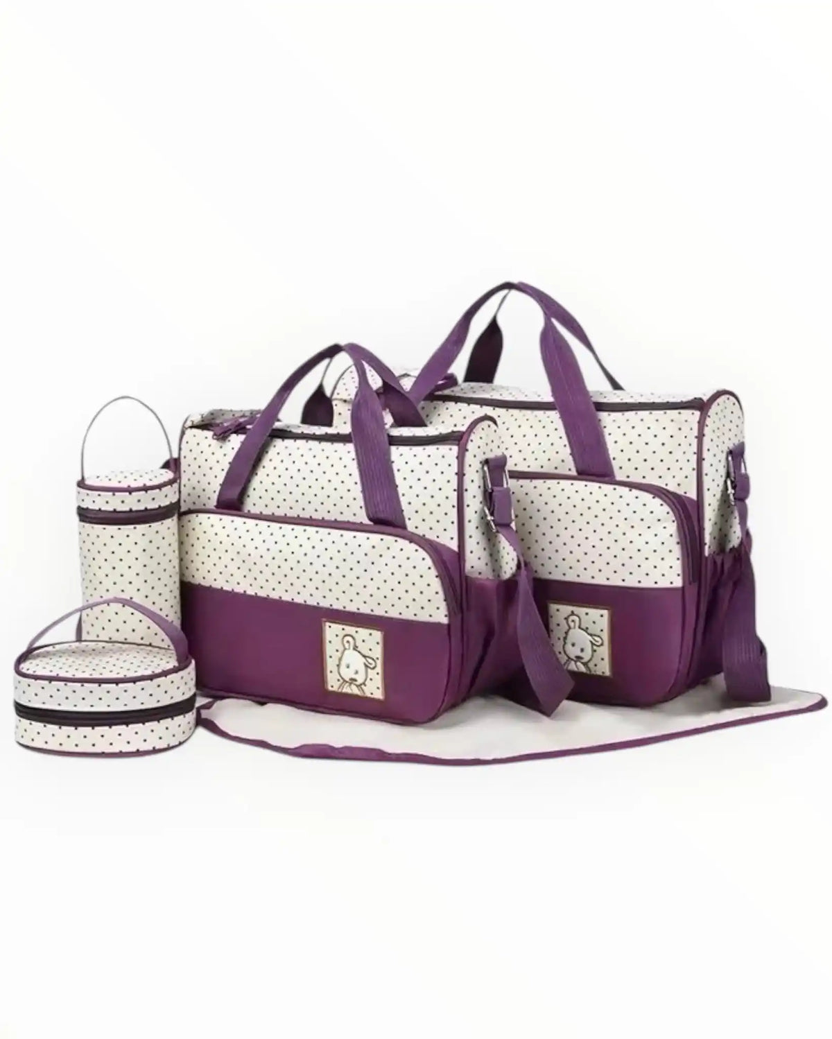Baby Diaper Bag Set – Maternity & Travel Organizer (5-Piece) - Purple