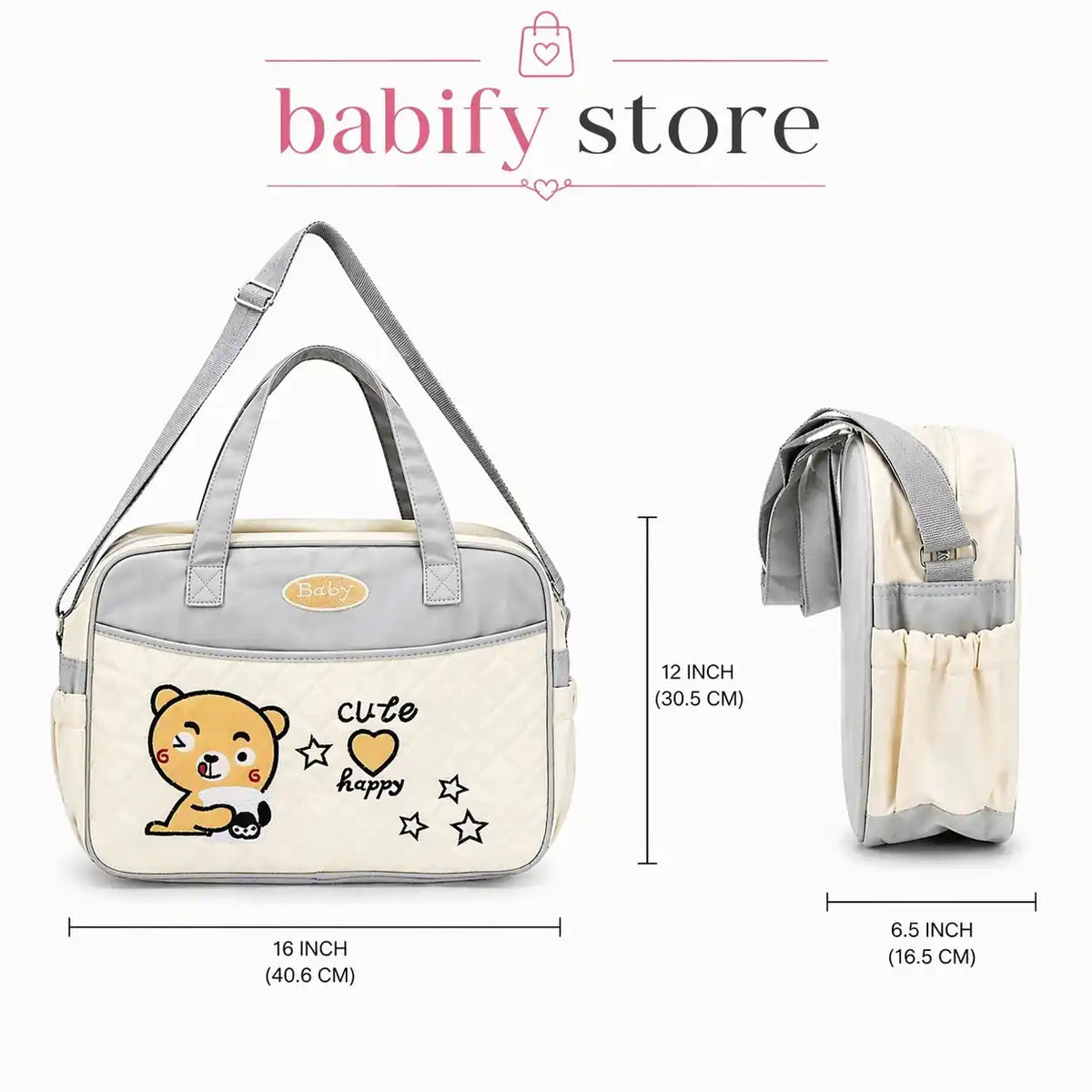 Premium bear baby diaper bag size details and product features