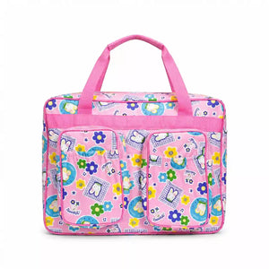 Pink bear print baby diaper bag for travel, outings and daily use