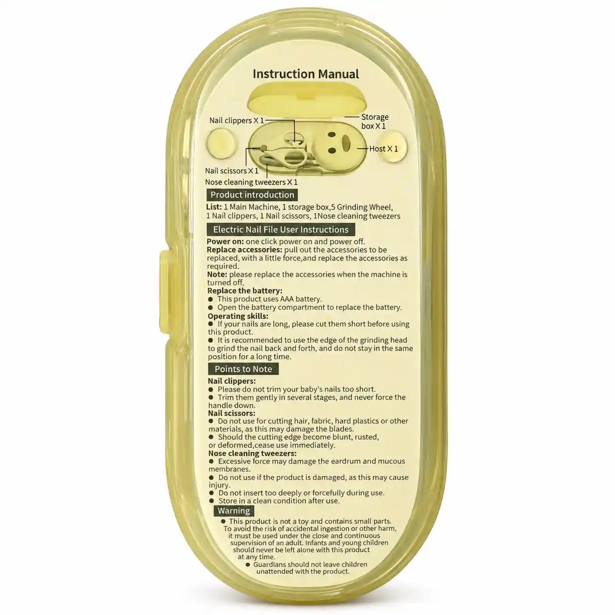 Electric Baby Nail File Kit Instructions with Nail Clipper Scissors Tweezers and Grinding Heads