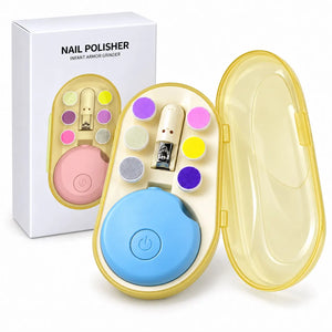 Electric Baby Nail Polisher Set with 6 Grinding Heads Nail Clipper and Storage Case