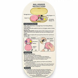 Electric Baby Nail Polisher Instructions with 6 Grinding Heads Nail Clipper and AAA Battery
