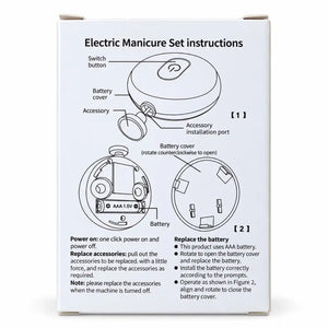 Electric Baby Nail Trimmer Instructions with AAA Battery and Accessory Installation