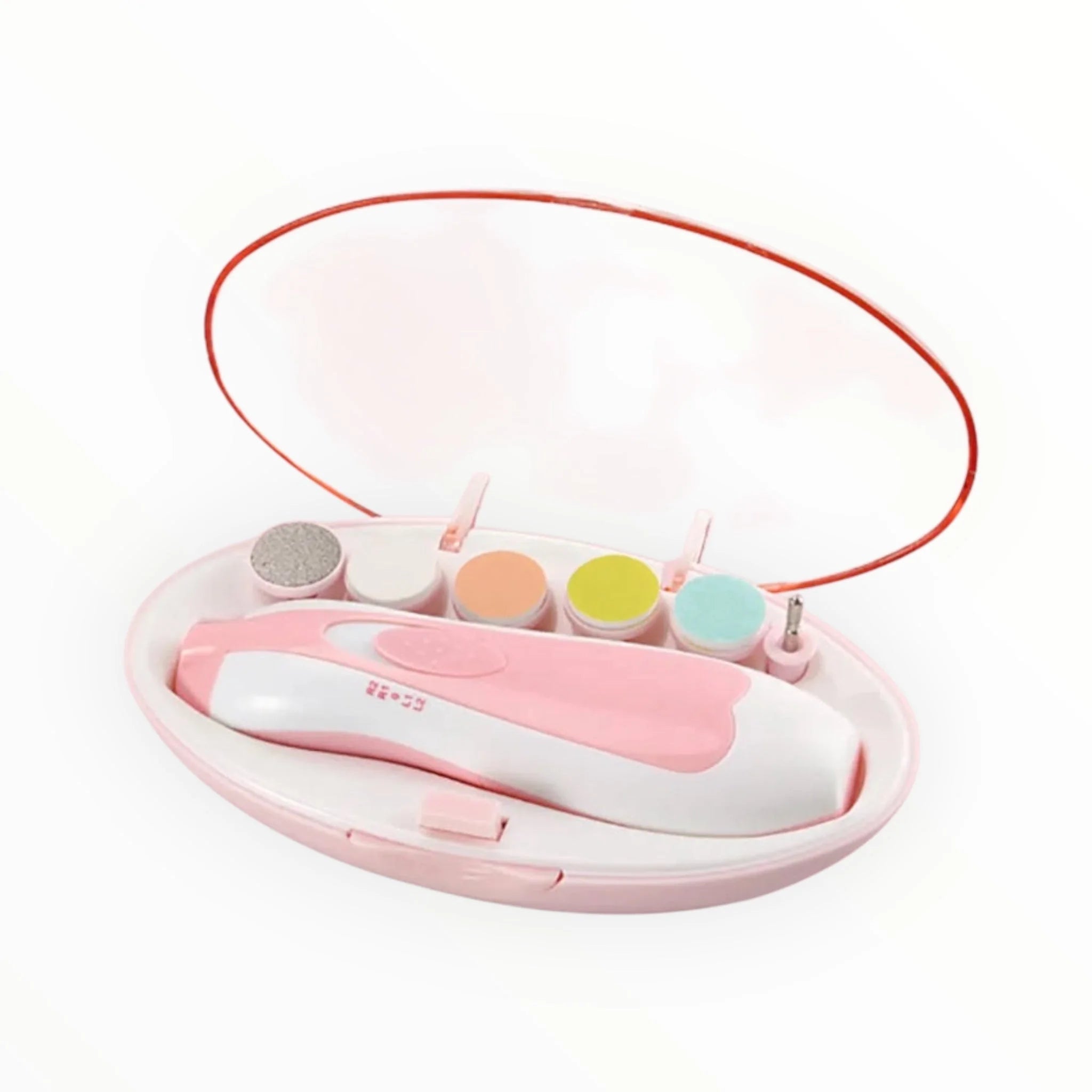 Pink baby electric nail trimmer complete grooming kit with accessories