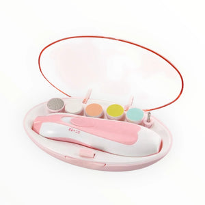Pink baby electric nail trimmer complete grooming kit with accessories