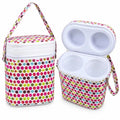 Multicolor dot baby feeding bottle carry case with zipper and carry handle