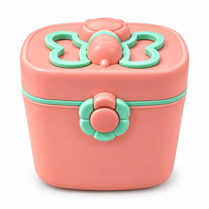Baby Milk Powder Storage Box 600ml Pink & Green with Secure Lid