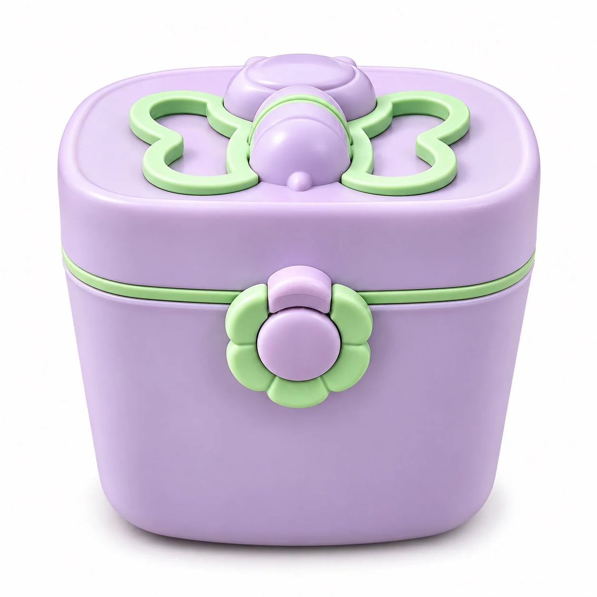 Baby Milk Powder Storage Box 600ml Purple & Green with Secure Lid
