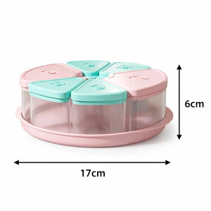 6 Compartment Baby Food Storage Container Measuring 17 cm Diameter and 6 cm Height