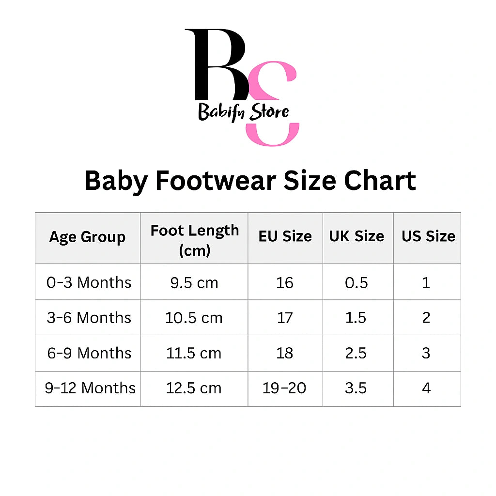Soft sole striped baby sneakers size chart for infants