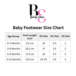 Soft sole striped baby sneakers size chart for infants