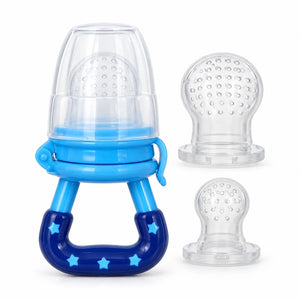 Blue Baby Fruit Feeder Pacifier with Food Grade Silicone Pouches