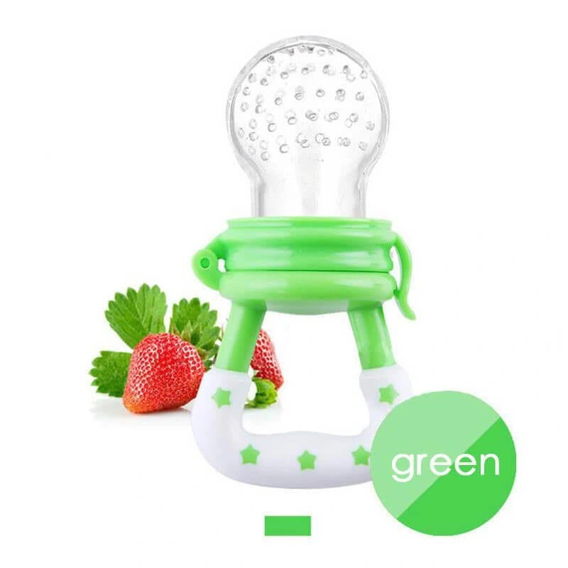 Green baby fruit feeder pacifier with silicone mesh