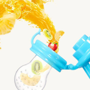 Baby fruit feeder pacifier open with fruit pieces
