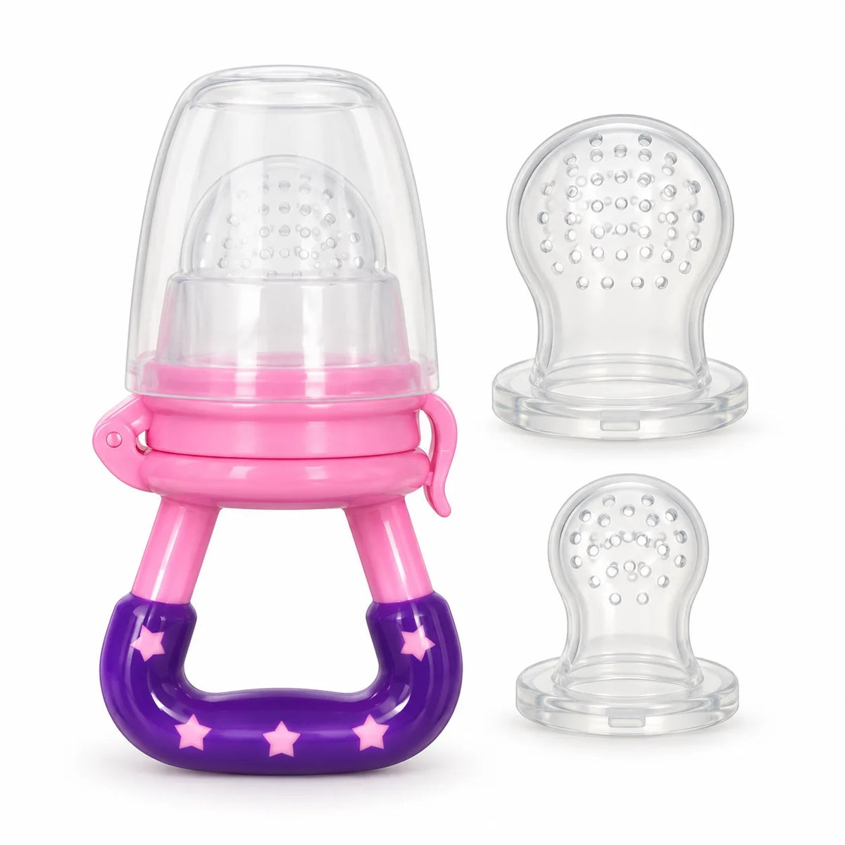 Pink Purple Baby Fruit Feeder Pacifier with Silicone Food Pouches