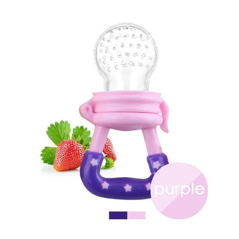 Purple baby fruit feeder pacifier with silicone mesh