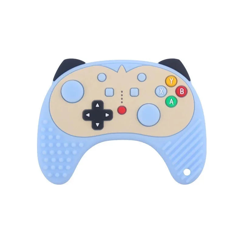 Blue Game Controller Shape Baby Teether Made from Food Grade Silicone for Babies 3 Months Plus