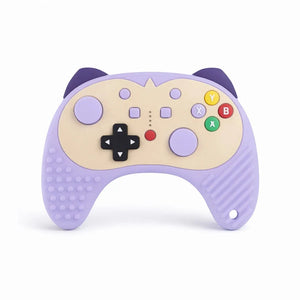 Purple Game Controller Shape Baby Silicone Teether with Soft Chewable Texture for Sore Gums