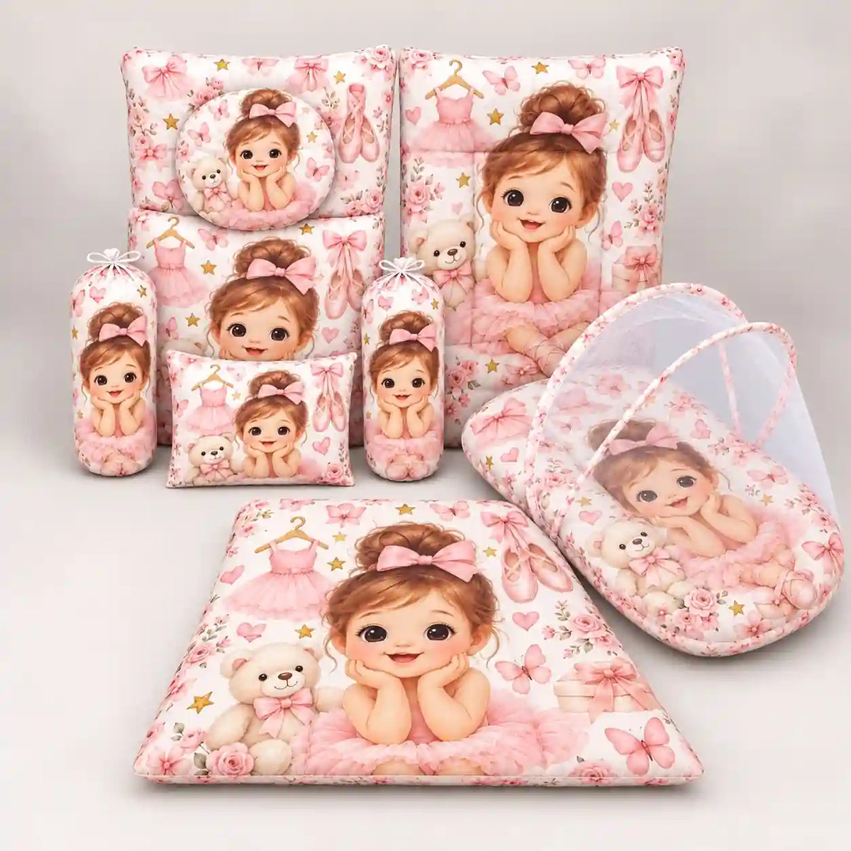 8-Piece Baby Bedding Set with Mosquito Net and Carry Nest Ballerina Girl Pink in Pakistan