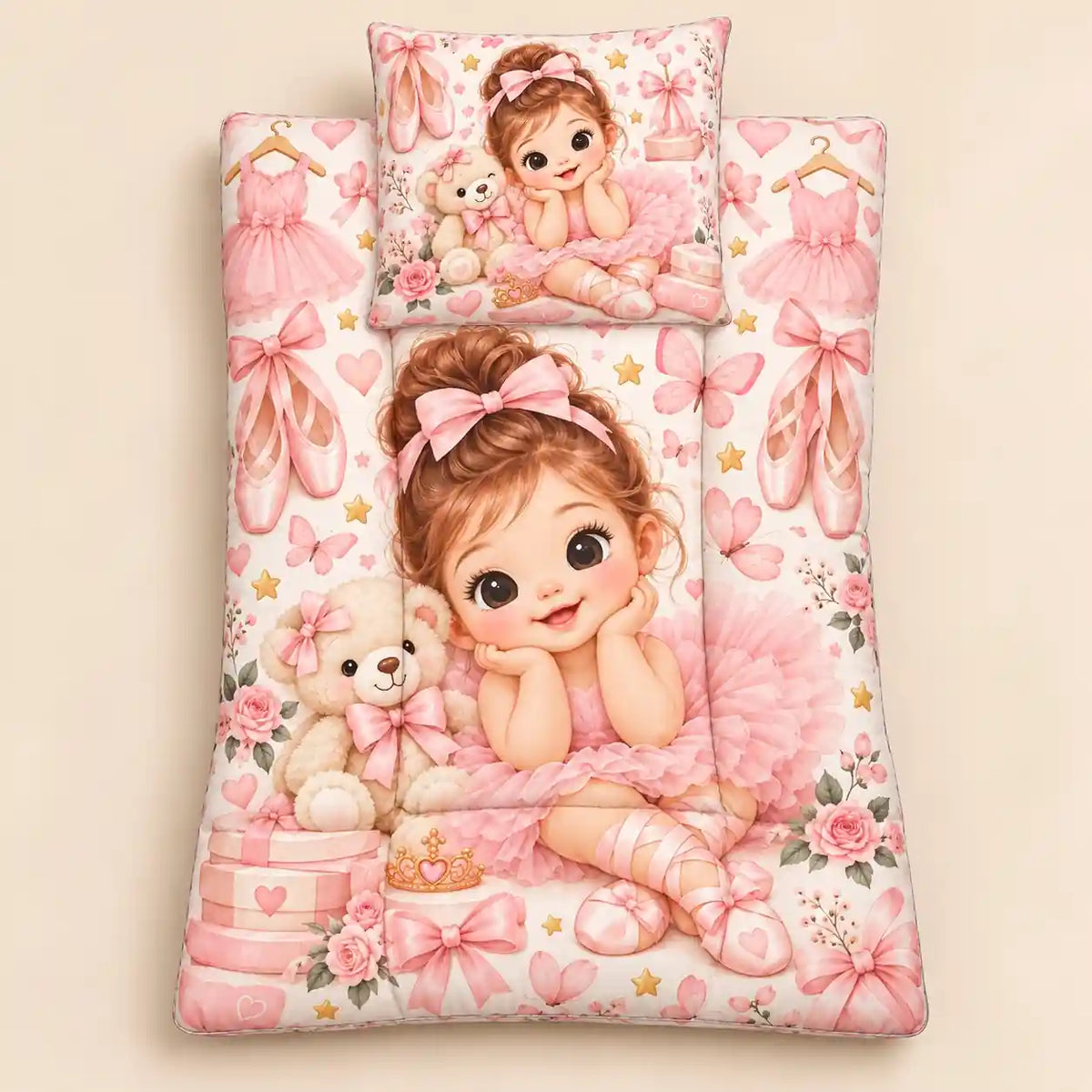 Ballerina Girl Baby Bedding Set with Matching Pillows